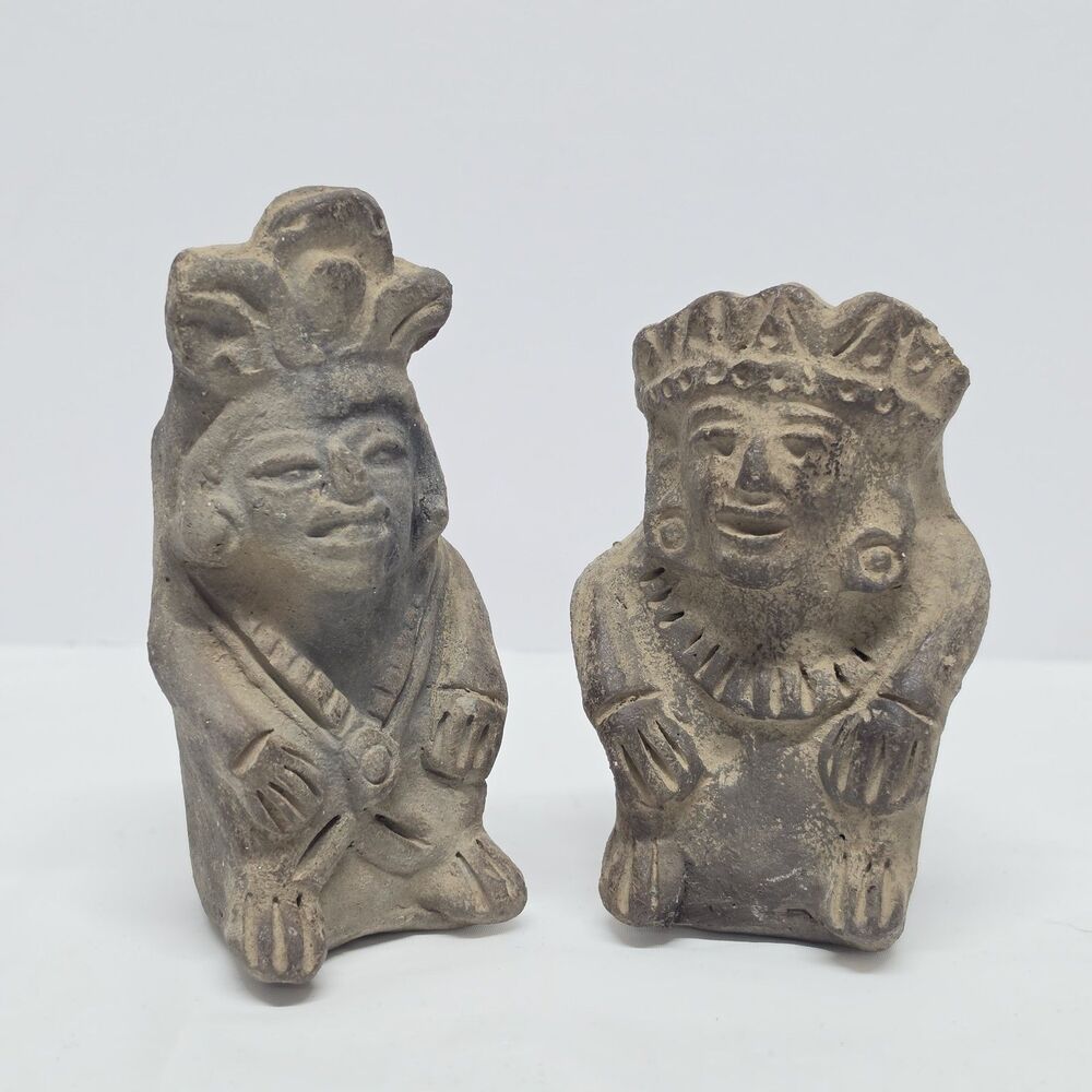 Vintage Pre-Columbian Style Mexican Terracotta Totem Figurines Incensario Vessel